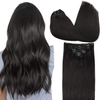 Hair Extensions Clip in Natural Black 24 Inch 120g 7pcs Human Hair Extensions Remy Natural Hair Real Straight Thick Weft