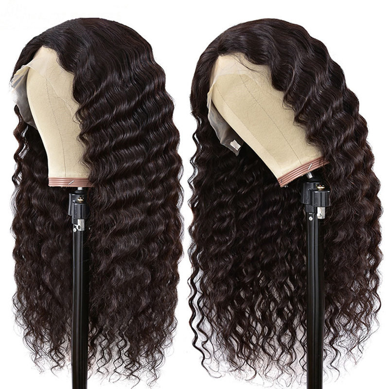 Brazilian Loose Deep Wave Wig Curly 360 Lace Frontal Preplucked with baby hair Remy Wig