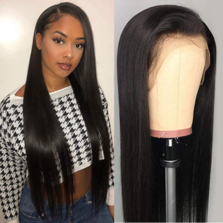 Brazilian Straight Lace Wig with Baby Hair 100% Unprocessed Lace Front Wigs Human Hair 150% Density Glueless Pre Plucked Human Hair Lace Front Wigs for Black Women (20 inch)
