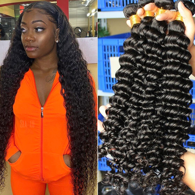 Brazilian Hair Deep Curly Bundles 100% Unprocessed Curly Virgin Hair Wet and Wavy Deep wave Human Hair Extensions 1 Bundles Brazilian Hair Deep Curly Bundles