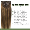 Human Hair Extensions Clip in Ombre Chocolate Brown To Caramel Blonde 14 Inch 7pcs 120g Straight Remy Clip in Hair Extensions Real Natural Hair Extensions