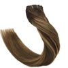 Human Hair Extensions Clip in Ombre Chocolate Brown To Caramel Blonde 14 Inch 7pcs 120g Straight Remy Clip in Hair Extensions Real Natural Hair Extensions