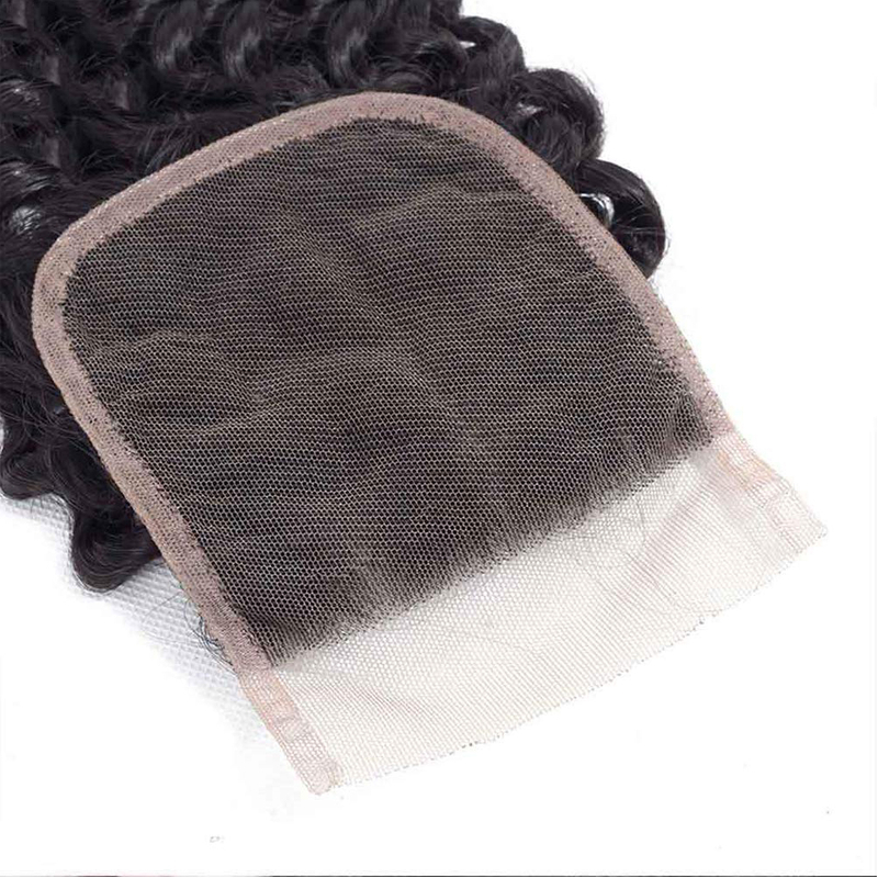 Lace Closure Curly 4X4 Brizilian Virgin Human Hair Closure Curly Wave Hair Closure Natural Black Color