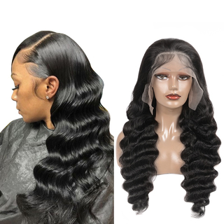 Loose Deep Wave Lace Front Wigs Human Hair with Baby Hair Brazilian Virgin Hair Human Hair Wigs for Black Women 150% Density Swiss Lace Pre Plucked Natural Hairline