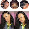 Quentina Jerry Curly 13x4 Lace Front Human Hair Wigs 150% Density, Unprocessed Brazilian Virgin Hair Free Part Wig Pre Plucked with Baby Hair