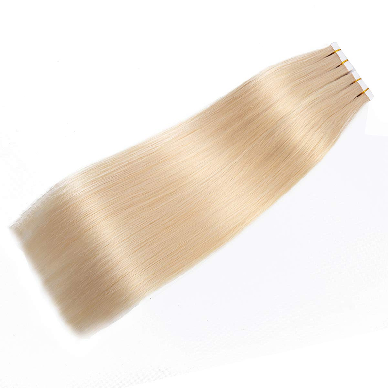 Tape in Hair Thick Ends Extension 12Inch Double Sided Hair Extension Color 613 Bleach Blonde Skin Weft Real Tape Hair Extensions Tape Human Hair Extensions 100% Real Hair Seamless Hair