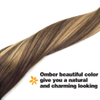 Human Hair Extensions Clip in Ombre Chocolate Brown To Caramel Blonde 14 Inch 7pcs 120g Straight Remy Clip in Hair Extensions Real Natural Hair Extensions