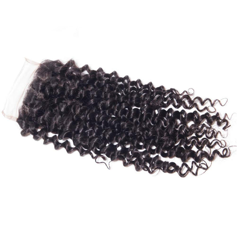 Lace Closure Curly 4X4 Brizilian Virgin Human Hair Closure Curly Wave Hair Closure Natural Black Color