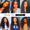 Quentina Jerry Curly 4x4 Lace Front Human Hair Wigs 150% Density, Unprocessed Brazilian Virgin Hair Free Part Wig Pre Plucked with Baby Hair