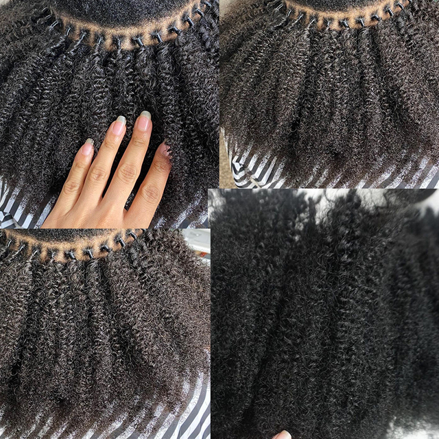 Pre Bonded Piece of Afro Kinky Curly Human Hair 4b 4c I Tip Microlinks Brazilian Virgin Hair Extensions 1g/100 strand Bulk Natural Black Color