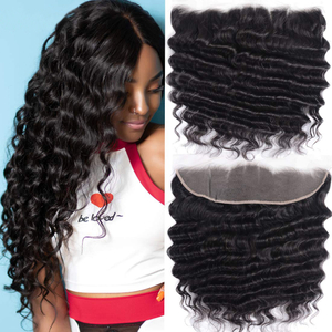 Brazilian Loose Deep Wave 13X4 Lace Frontal,100% Unprocessed Human Virgin Hair Loose Deep Curly Natural Color 