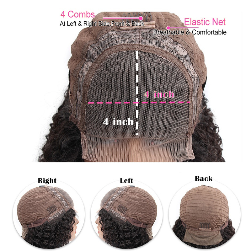 Loose Deep Wave 4x4 Lace Front Wigs Human Hair with Baby Hair Brazilian Virgin Hair Human Hair Wigs for Black Women 150% Density Swiss Lace Pre Plucked Natural Hairline 