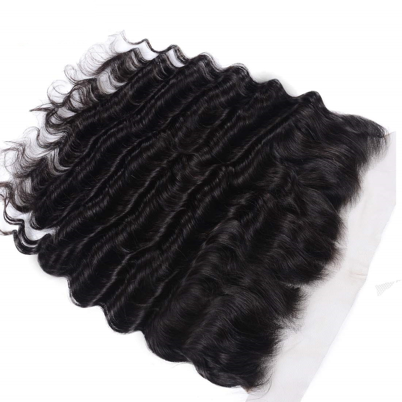 Brazilian Loose Deep Wave 13X4 Lace Frontal,100% Unprocessed Human Virgin Hair Loose Deep Curly Natural Color 