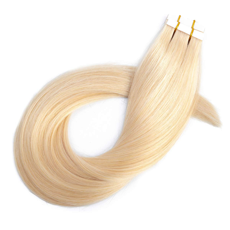 Tape in Hair Thick Ends Extension 12Inch Double Sided Hair Extension Color 613 Bleach Blonde Skin Weft Real Tape Hair Extensions Tape Human Hair Extensions 100% Real Hair Seamless Hair