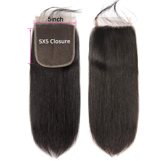 5x5 Lace Closure Straight Human Hair Closure Free Part with Baby Hair