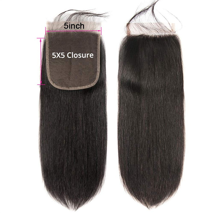 5x5 Lace Closure Straight Human Hair Closure Free Part with Baby Hair