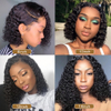 Quentina Jerry Curly Bob Wigs Brazilian Virgin Human Hair Lace Front Wig For Black Women 4X4 Lace Closure Wig Pre Plucked with Baby Hair Natural Black