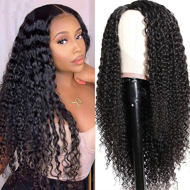 Quentina Jerry Curly 4x4 Lace Front Human Hair Wigs 150% Density, Unprocessed Brazilian Virgin Hair Free Part Wig Pre Plucked with Baby Hair