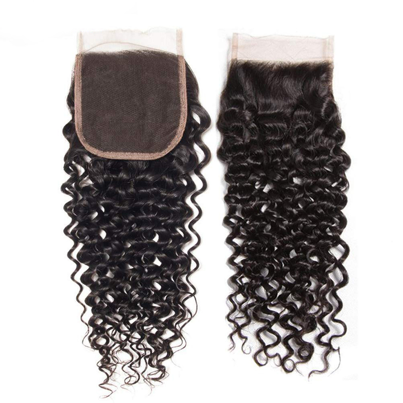Lace Closure Curly 4X4 Brizilian Virgin Human Hair Closure Curly Wave Hair Closure Natural Black Color