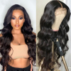 Body Wave Human Hair Lace Front Wigs with Baby Hair Pre-Plucked Natural Hairline Glueless Brazilian Body Wave 13X4 Lace Front Wigs for Black Women 150% Density Natural Color (22 inch)